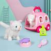 Electronic Plush Pet Cat Toy Portable Cage Simulation Electric Walking Jumping Kitten Toy for Children's House Play And Education Birthday Gift