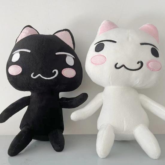 Cartoon Mascot Inouetoro Cat Plush Toy Cute White/Black Kitten Doll Plushies Ornament Soft Stuffed Animal Toy for Children Fans Birthday Gift