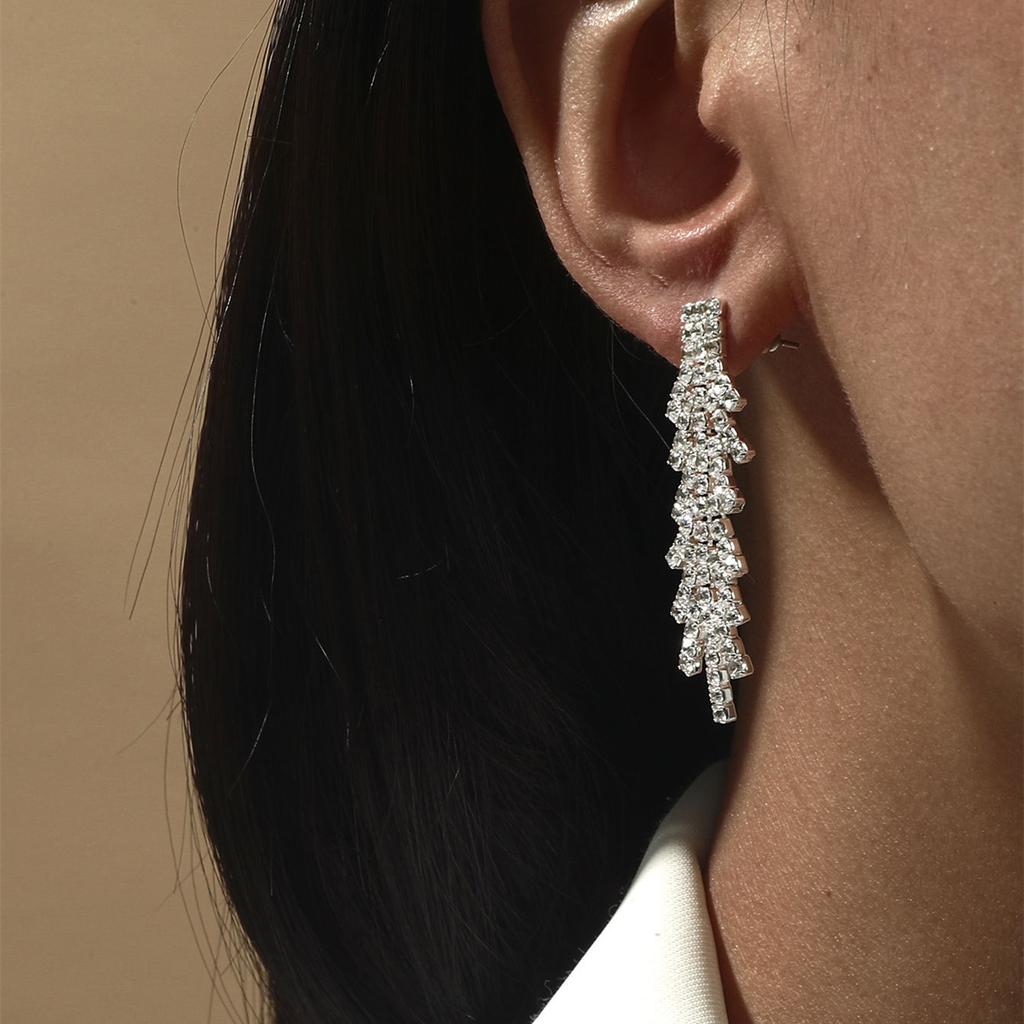 Премиальные супер яркие серьги с длинной бахромой, полностью инкрустированные бриллиантами
