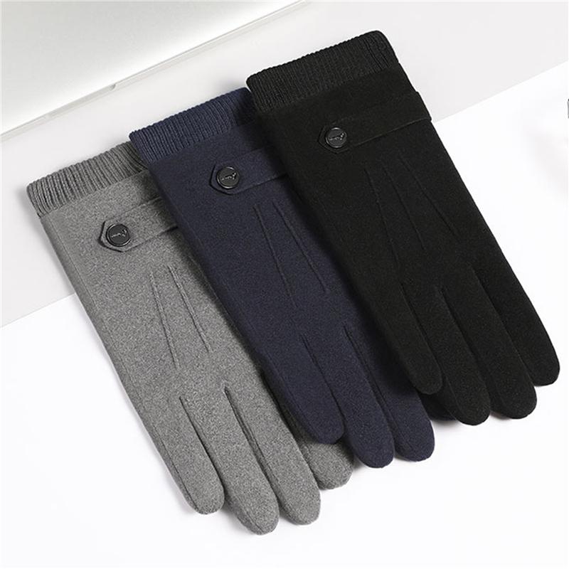 Man Outdoor Activity Gloves Winter Keep Warm Gloves Touch Screen Plus Velvet Inside Mens Gloves Trendy Simple Cold Protection