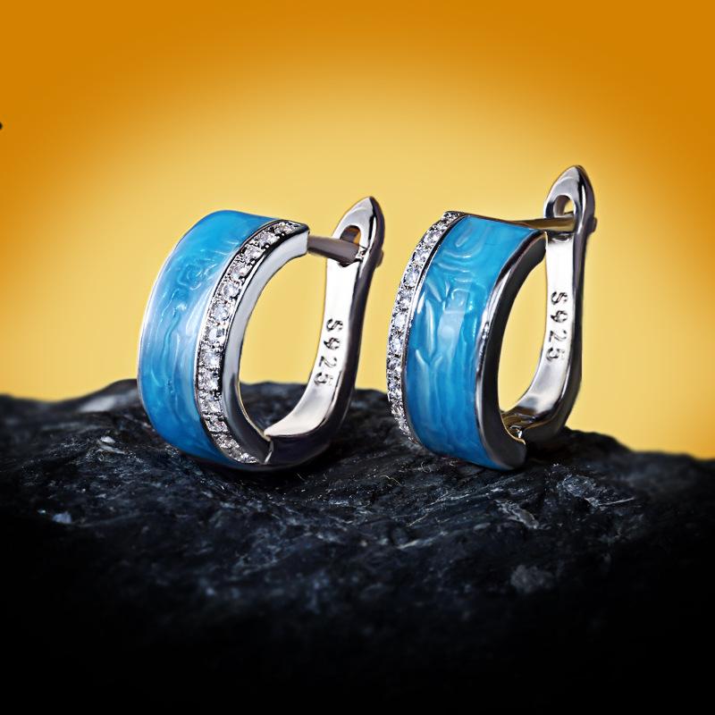 Серьги-гвоздики пик китайского стиля, индивидуальные, с капающим маслом, этнический стиль, нишевые серьги, цветочная форма, эмалевые серьги