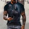 Vintage T Shirts For Men Horror Undead Skull Pattern 3D Printed Short Sleeve Fashion Oversized T-shirt Casual Wowen's T-shirt