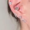 2/3/4 шт. Блестящие серебристые серьги-гвоздики в виде крыльев для женщин и девочек, роскошные металлические геометрические полые серьги, ювелирные изделия, подарки