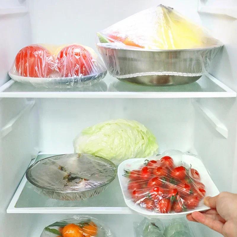 50/100 шт. многоразовые одноразовые пищевые крышки, пластиковая пленка, прочные эластичные крышки для еды, миски, эластичные чехлы для тарелок, кухонная сумка для хранения продуктов