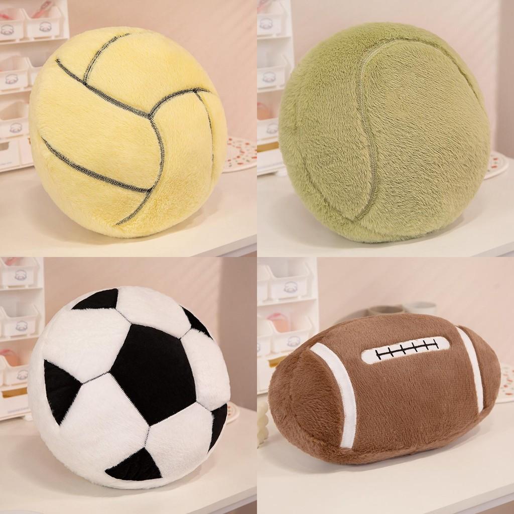 Adorable Realistic Sports Plush Toy Cushion Featuring Football Basketball And Tennis Designs