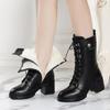 High Quality Black Women's Boots New Warm Cold Winter Ladies Leather Boots Anti-slip Wear-resistant Short Boots