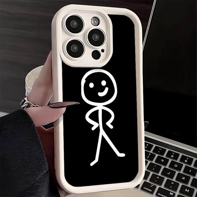 Чехол для телефона iPhone 17 Air 16E 15 16 Pro Max Смешной Стикермен Человек-спичка Чехол 14 Plus 13 12 Mini Мягкий Силиконовый Fundas