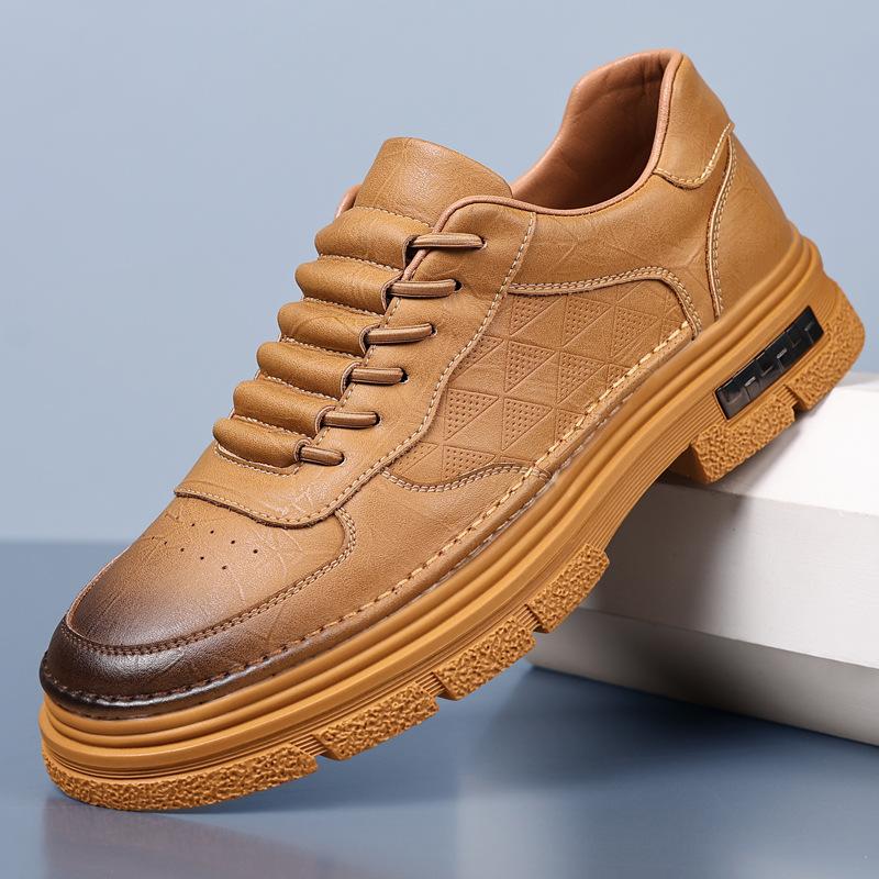 Fashion British Cow Leather Fashion Platform Sneakers for Men Spring Autumn Designer New Soft Bottom Casual Business Men's Dress Shoes