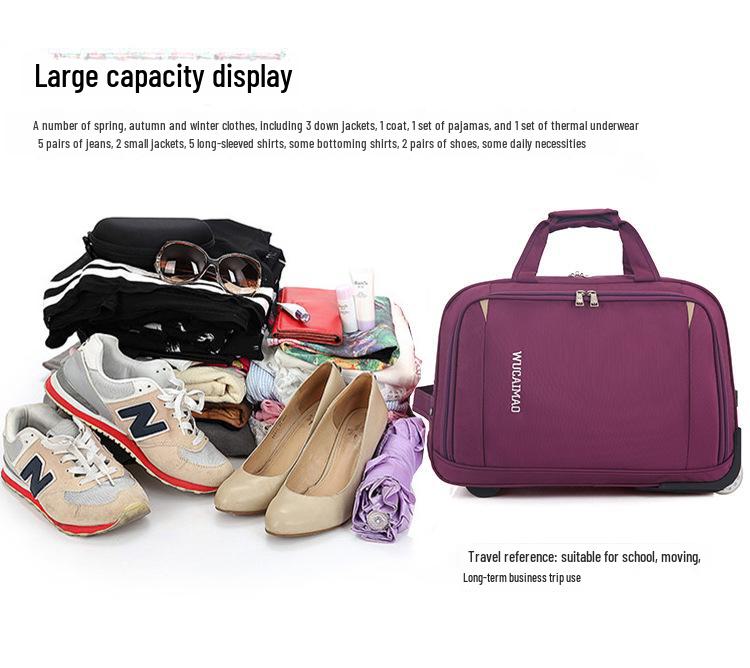 Складная сумка для багажа из ткани Оксфорд большой вместимости: Портативная дорожная сумка на колесиках 20/24 дюйма