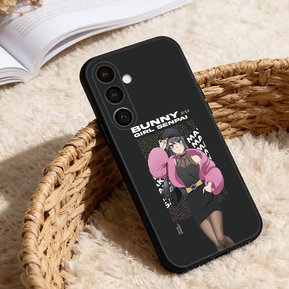 Чехол для телефона Senior S-Sakurajima Mai для Samsung Galaxy A13, 21s, 22, 31, 32, 52, 53, 71, 72, 73, Мягкая черная крышка