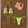 1011 flash sequins three-dimensional flower neck strap European and American sexy babes vacation seaside photo split swimsuit