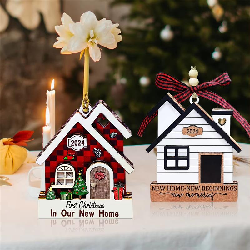 AEE4-Newhome Ornament 2026 Wooden Housewarming Gifts Xmas Tree Hanging Decorations New Home For Homeowners