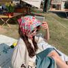 55Cm  Sweet Floral Print Small Square Scarf For Women Girl Cute Soft Flower Scarf Hairband Headband Korean Hair Scarves