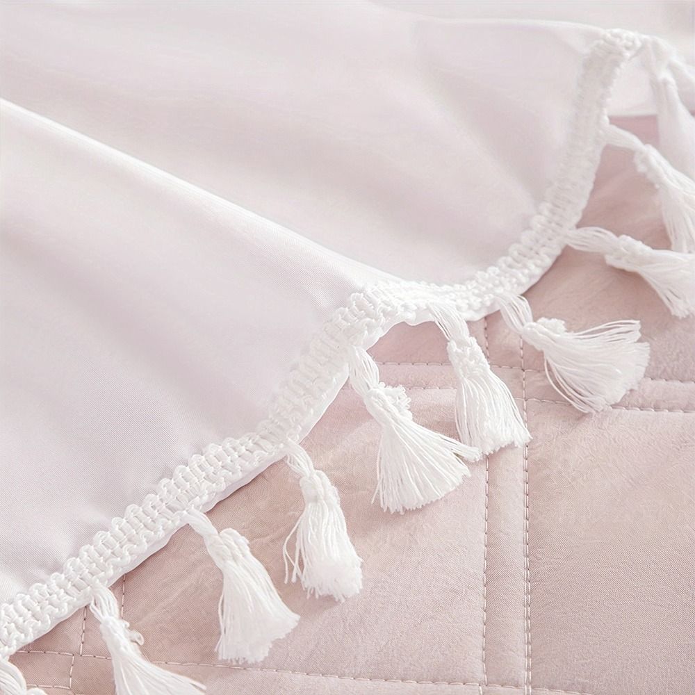 Wrinkle Resistant Tassel Bed Skirt Solid Color Bed Ruffles Wrap Bedding Accessory