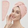 Solid Color Hair Towel Textured Dry Hair Cap 9.8' X 25.5' Absorbent Hair Towel Wrap for Button-Down Women