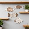 4Pcs/Set Nautical Wooden Fish Wall Decoration Farmhouse Rustic Fish Wall Art Sculpture Home Living Room Bathroom Wall Decorative Sign
