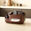 Multifunctional Tissue Box Cover with Storage for Remote & Phone Modern Desktop Organizer for Living Room Bedroom Coffee Table