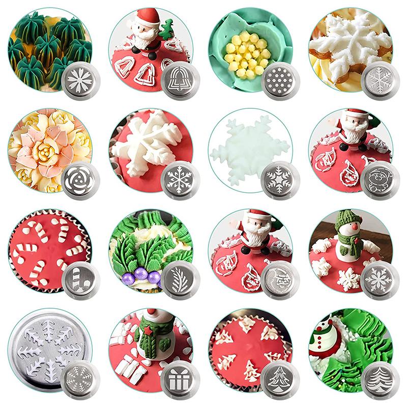 Russian Tulip Icing Piping Nozzles Christmas Stainless Steel Icecream Bakery Tips Pastry Bag Cupcake Cake Decorating Tools Molds
