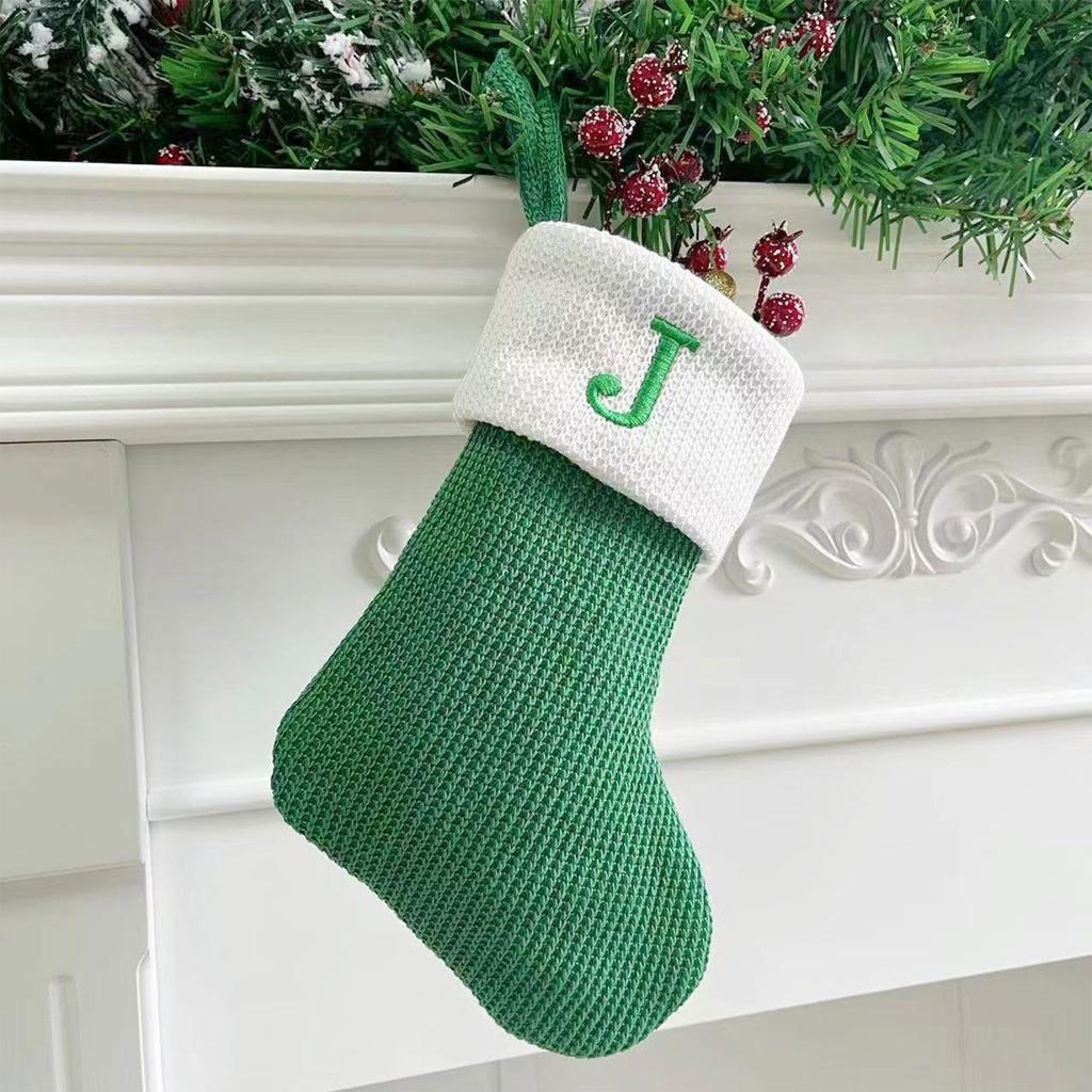 Рождественские чулки, маленькие вышитые буквы, вязаные рождественские подвесные чулки, украшения, декор для рождественской вечеринки