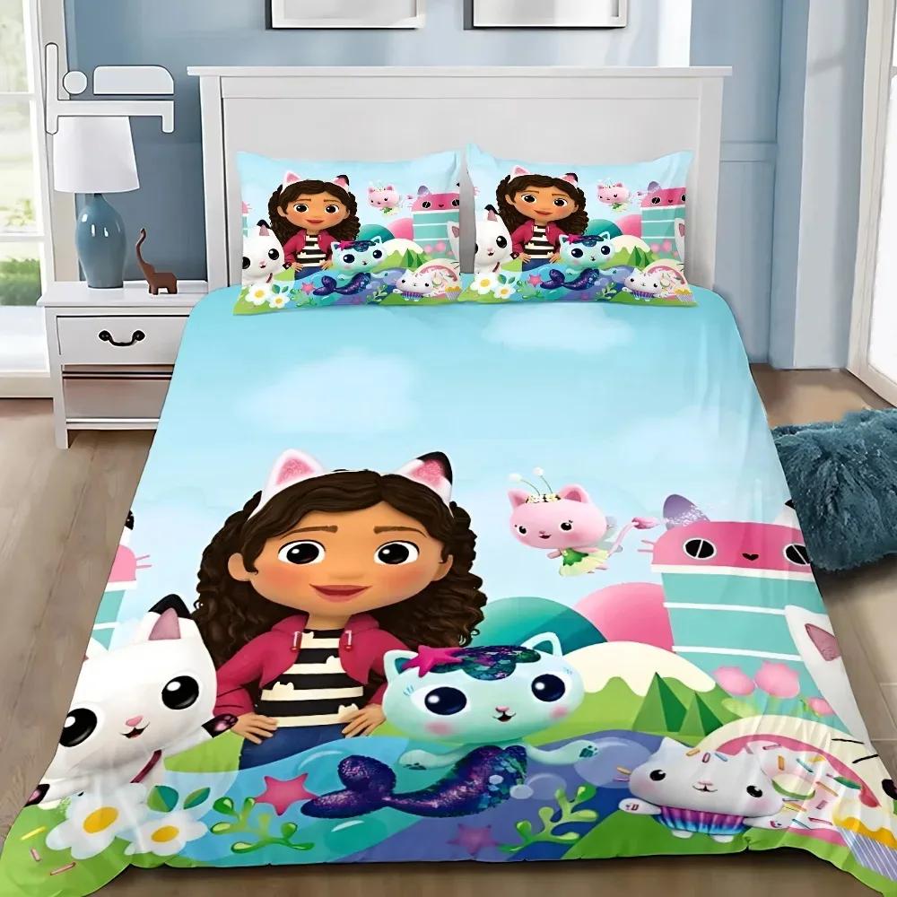 G-Gabbys D-Dollhouse Комплект постельного белья Мультяшный пододеяльник Наволочка Декор детской спальни Детский Односпальный Двуспальный Индивидуальный размер