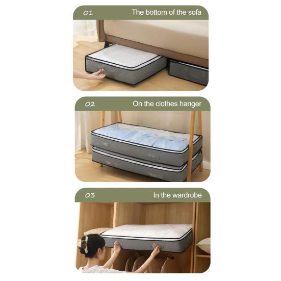 Сумка для хранения под кроватью, сумка для одеяла с прозрачной крышкой, пыленепроницаемый органайзер для шкафа