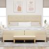 Box Spring Bed with Mattress Cream 200 x 200 cm Fabric