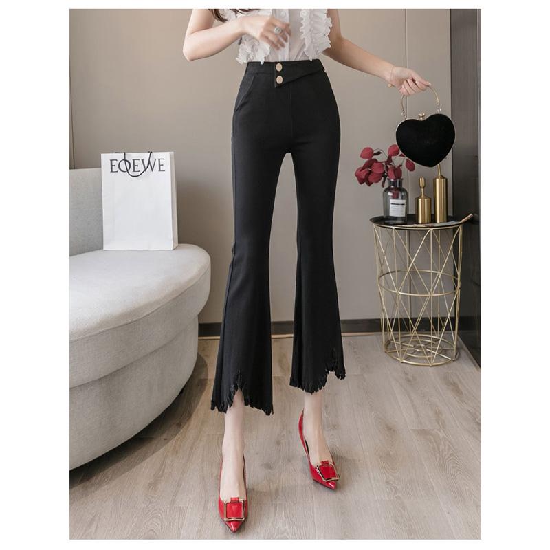 Korean Fashion Streetwear Summer High Waist Women's Skinny Tassel Capris Pants for Women Skinny Flare Pants Woman Trousers