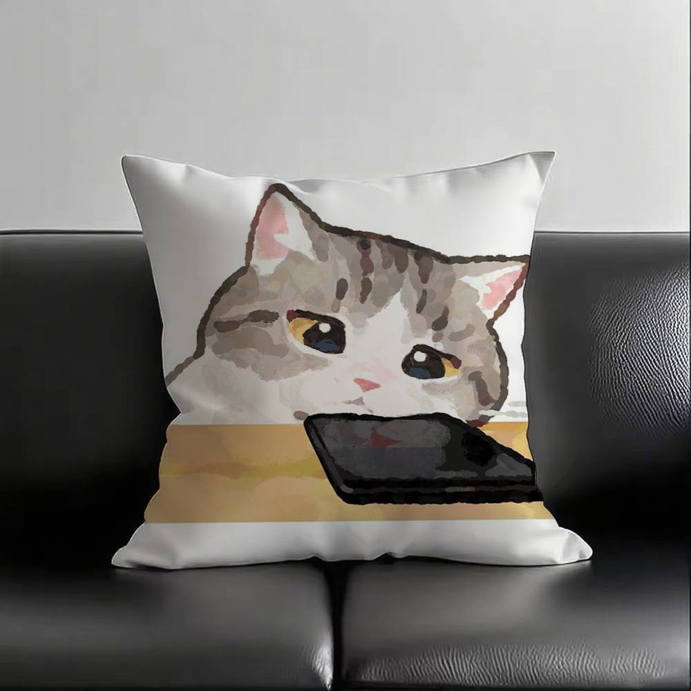 1pc Cute Cat Pillow Case Square Bedroom Sofa Leisure Comfort Cushion Car Living Room Home Decoration