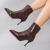 Fashion Fashion Patent Leather Women Ankle Boots Zipper Shoes Sexy Thin Heels Pointed Toe Modern Short Botas Mujer