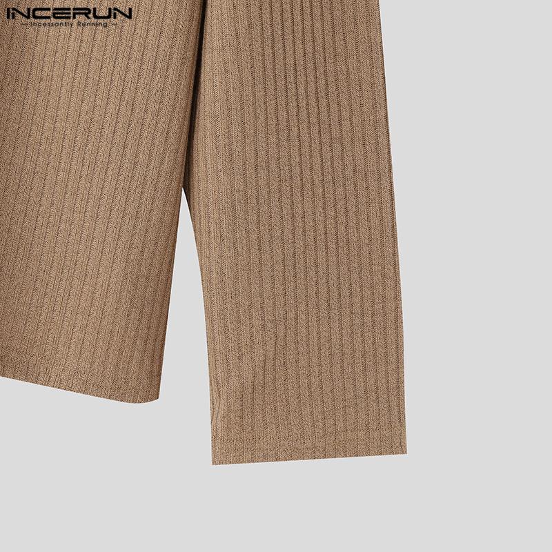 INCERUN Мужской двубортный пиджак с воротником-лацканом с длинным рукавом, повседневный свитер, пиджак