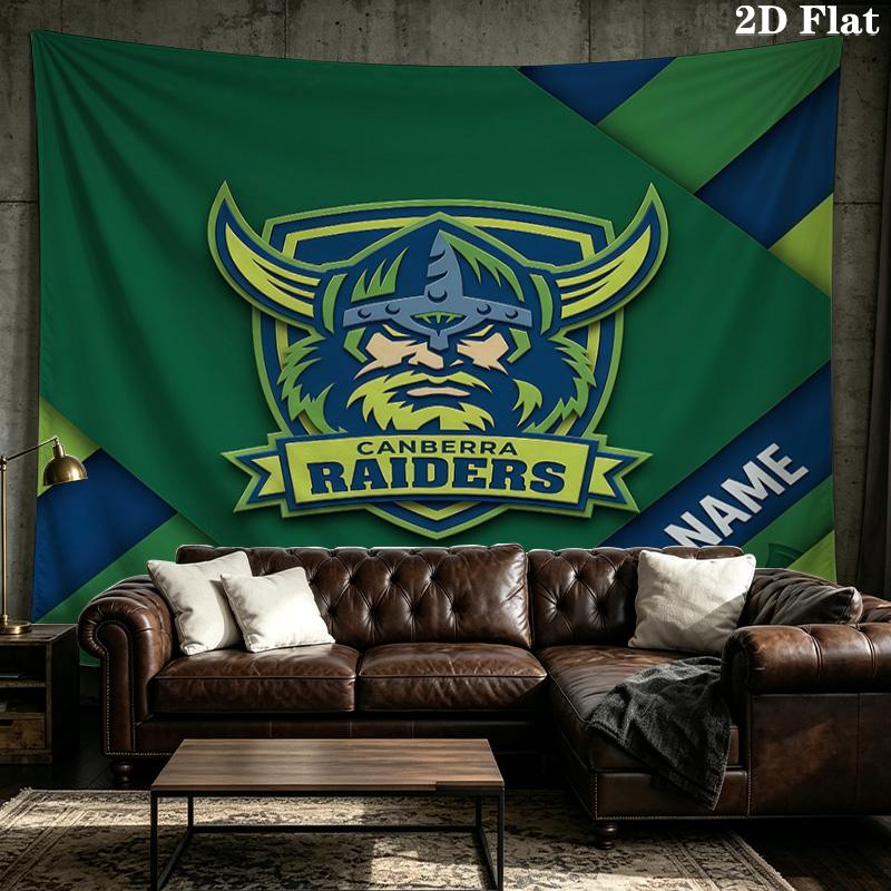 Custom Name Canberra Raiders Printed Tapestry – Wall Hanging for Bedrooms, Dorms, and Home Decor