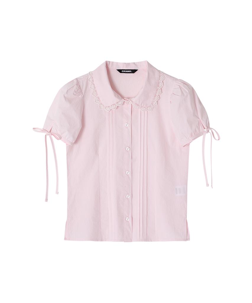 CRANK Pintuck Lace Collar Blouse_Pink