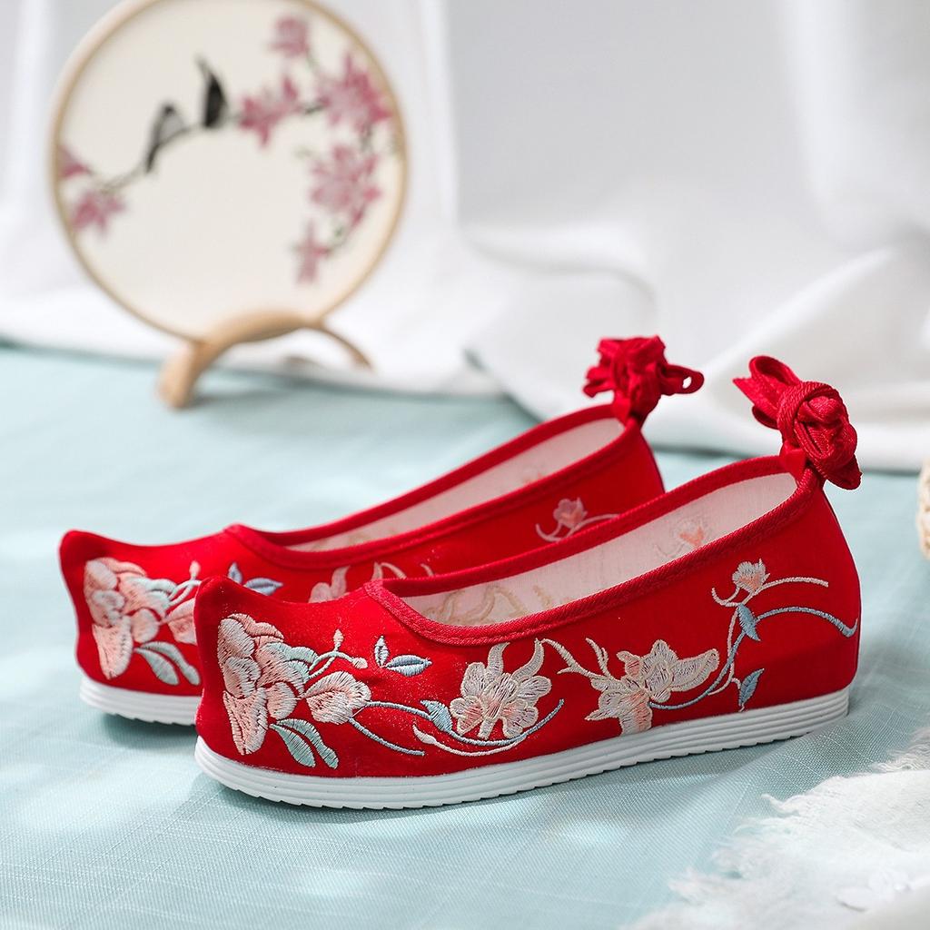 Редкая тень, внутренняя высота увеличена на 3 см, туфли с бантом, новые антикварные туфли на шнуровке, вышитые туфли, туфли ханьфу