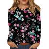 Женский модный повседневный пуловер с круглым вырезом и длинным рукавом с цветочным принтом