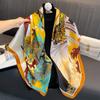 110x110cm Women Silk Square Scarf Hijab Female Design Print Lady Shawl Wraps Foulard Headbands Bufanda Large Bandana Luxury 2023