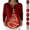 Women's Fashion Long Sleeve Christmas Snowflake Print Top Elegant Casual Top