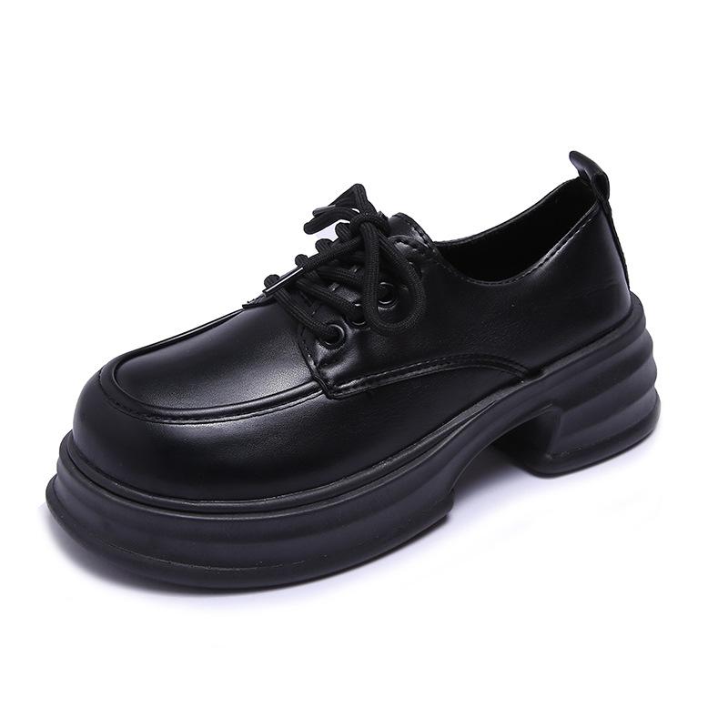 Небольшие кожаные туфли, женские в британском стиле, универсальные на весну и осень, с толстой подошвой и студенческим галстуком в японском стиле, винтажные одинарные туфли.