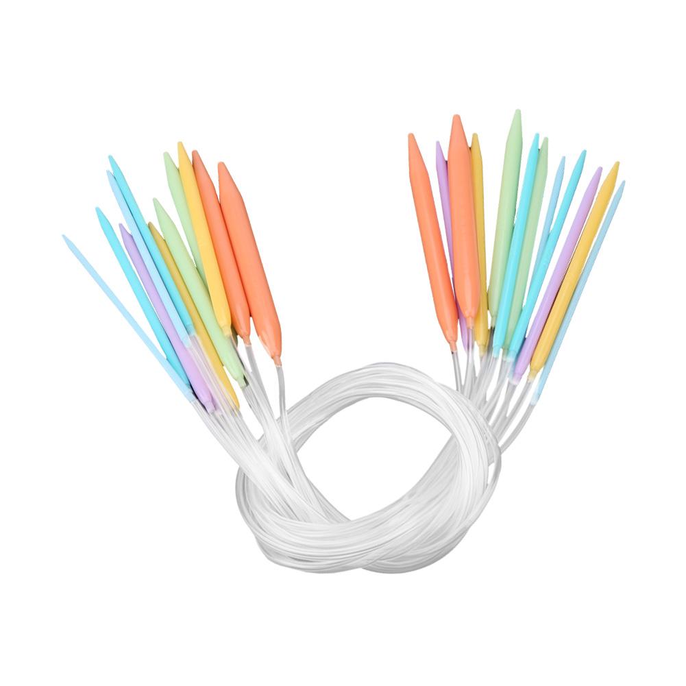 Multicolor Plastic Circular Tube Knitting Needles Kit Sweater Needle Set 12 PCS (80CM)