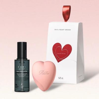 Набор ReFa Heart Brush for Scalp + Shine Hair Oil Set – лимитированная серия по уходу за волосами Duo