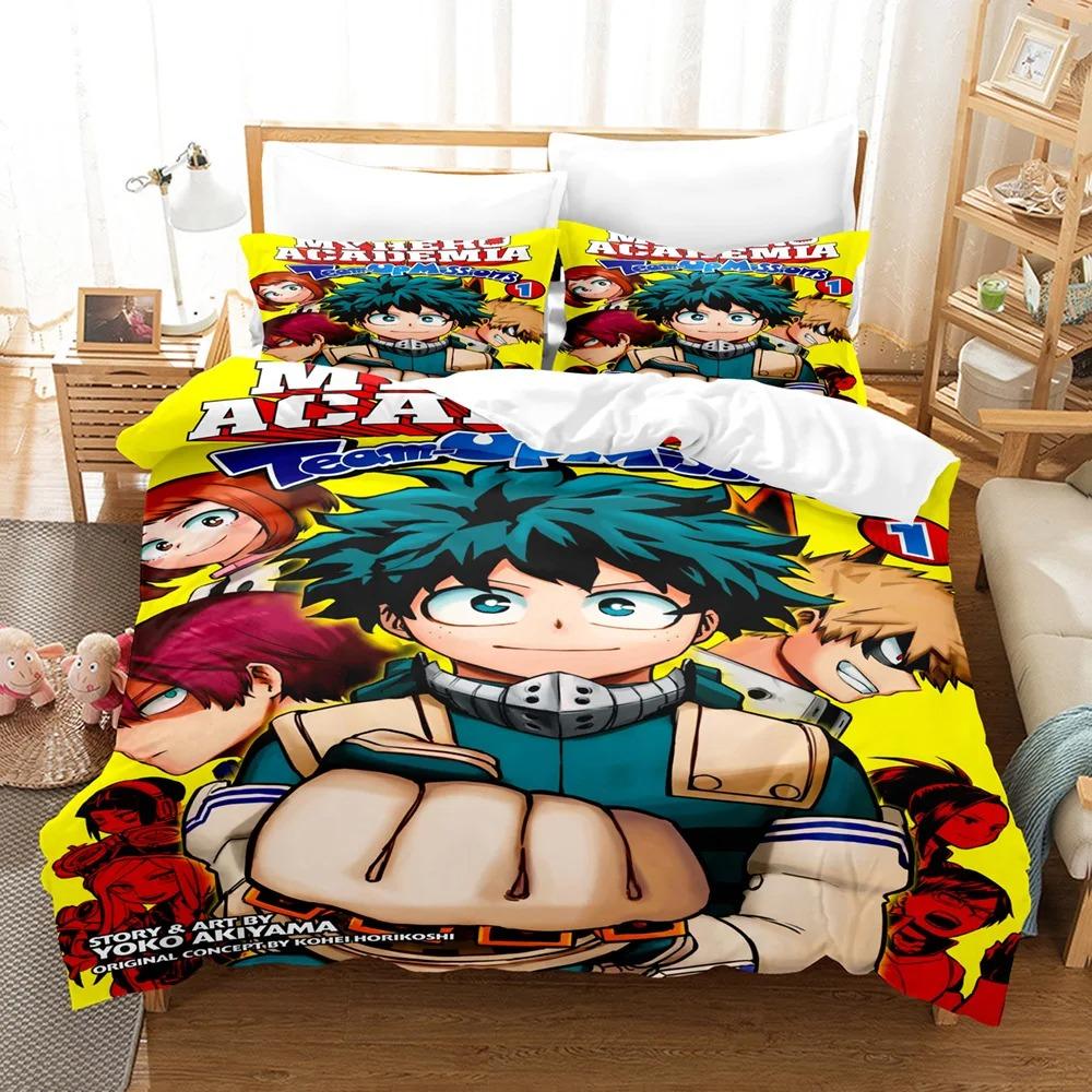 Комплект постельного белья My Hero Academia с рисунком японского аниме, удобный пододеяльник, односпальный, двуспальный, двуспальный, односпальный, полноразмерный пододеяльник, подростковое постельное белье