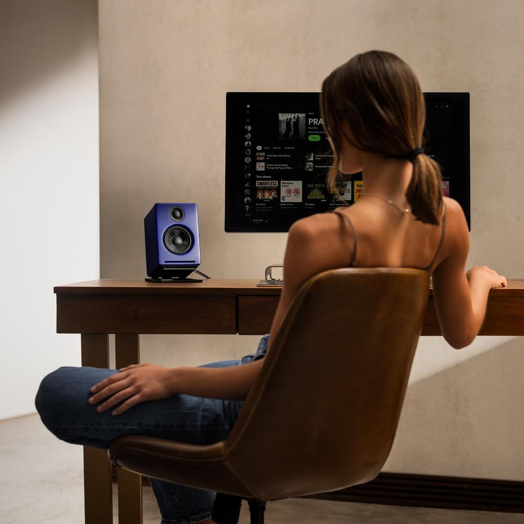 Беспроводной активный динамик l Bluetooth aptX 24-битный ЦАП-усилитель []совместимый с Audioengine A2+/встроенный (Матовый синий)