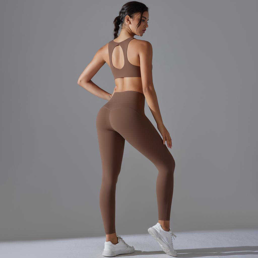 Auroth Женская спортивная одежда для йоги с открытой спиной и рукавами, жилет с высокой талией, спортивные леггинсы, комплект для фитнеса, одежда для тренировок в спортзале