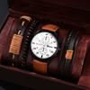 4pcs Men Watches Bracelet Set Luxury Fashion Design Man's Quartz Wristwatch Best Male Gift Clock