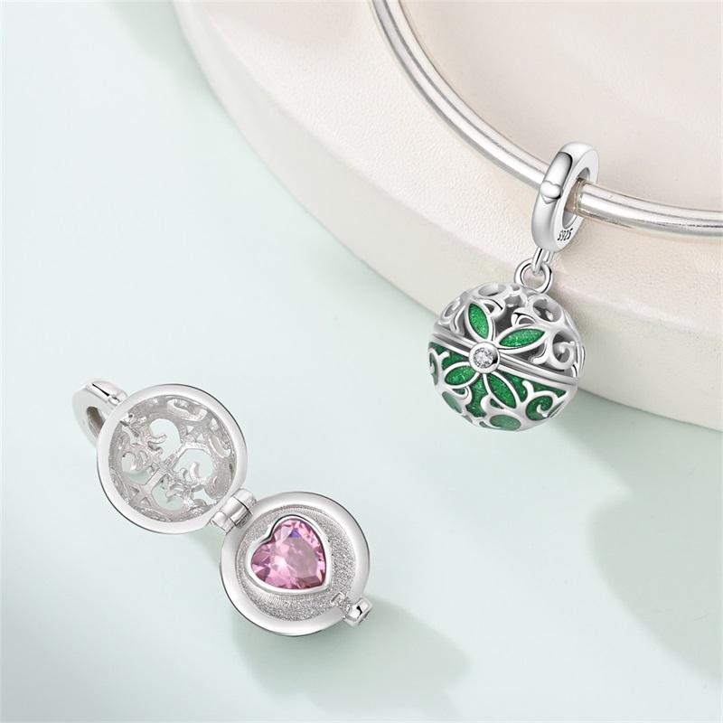 925 Silver 3D Openable Locket Bracelet Charm Bead Easter Pendant Fit Bracelet Necklace for Women DIY Gift