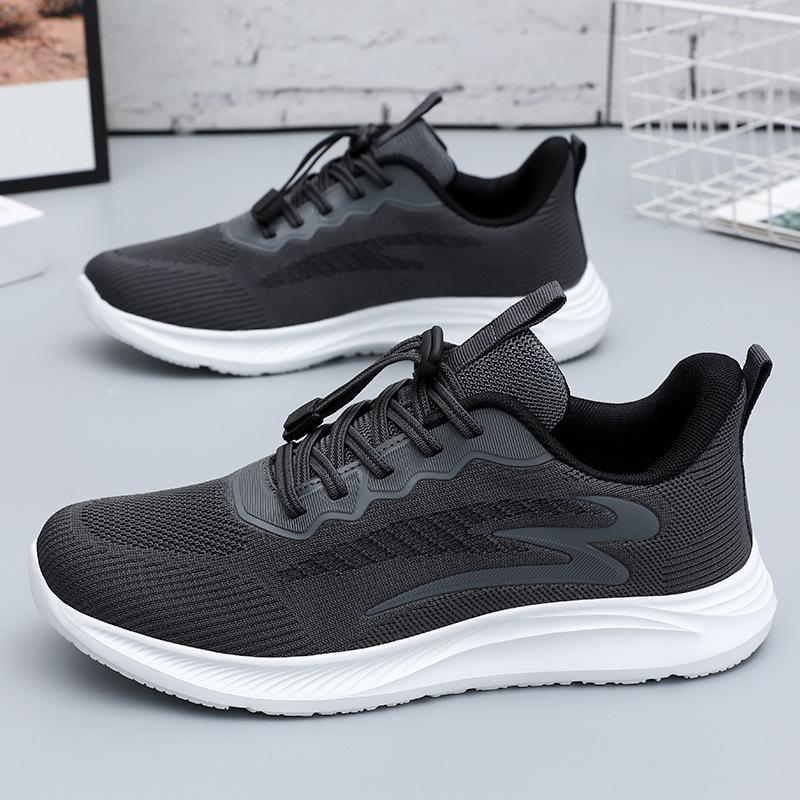 Мужская обувь Весна Новые прогулочные туфли для людей среднего и пожилого возраста Мягкая подошва Удобная обувь для пожилых пар Летающие тканые спортивные мужские туфли