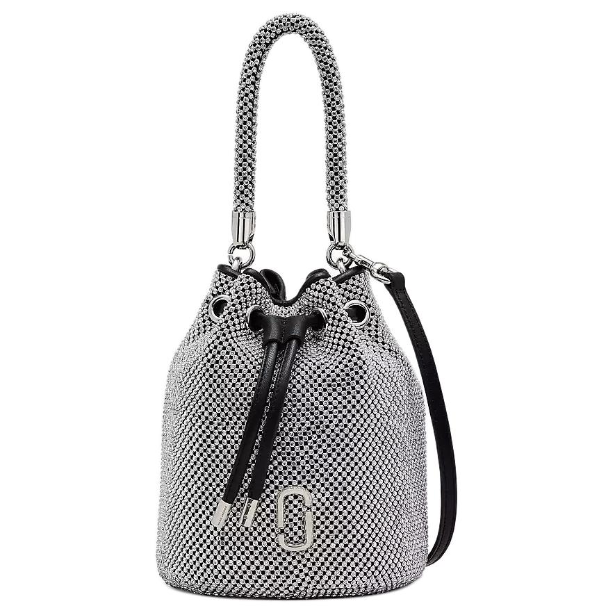 Marc Jacobs Иконичные Металлические Аксессуары Стразы Металлическая Цепь Сумка-Ведро Мини Женские Сумки Серебристый 2P4HCR017H03991