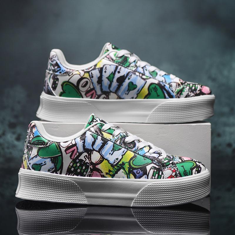 Trendy Brand Hip-hop Style Couple Board Shoes Student Wear-resistant Flat Shoes Graffiti Low-top Fashion Wear Shoes