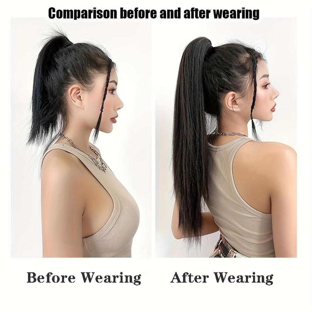 Элегантный женский длинный прямой хвост с прочной заколкой – универсальная и полноценная прическа для всех, модный стиль с пышной ручкой