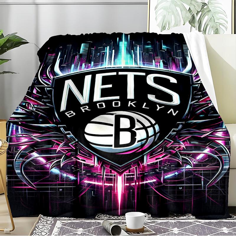 Brooklyn Basketball Team Blanket Flannel Throw for Sofa, Indoor, Camping, Living Room, Office, Chair, And Bed Soft Birthday Gift