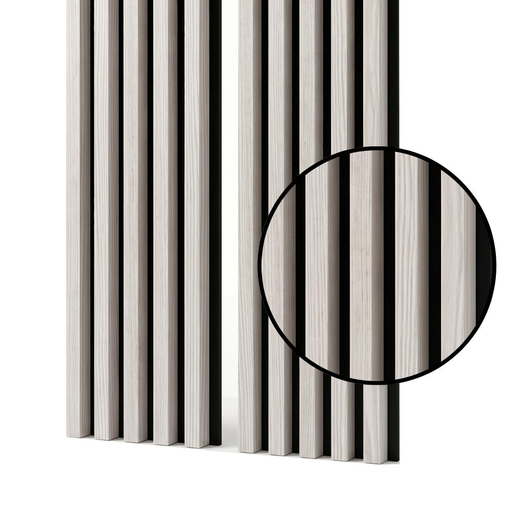 Acoustic Wall Panel Mebano PRO White Larch on Black Felt 2x 26,5x240 cm